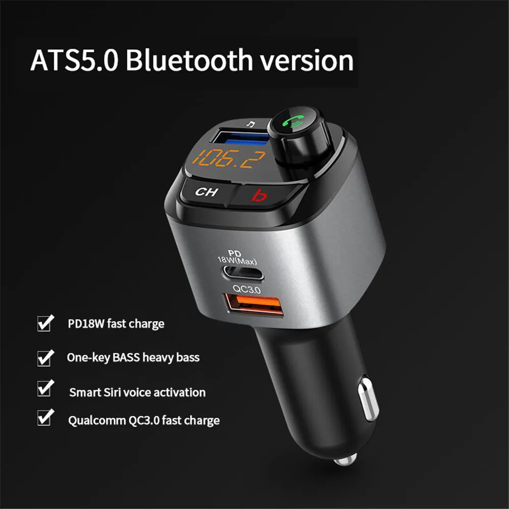 FM-передатчик для автомобиля быстрое зарядное устройство QC3.0 PD автомобильное usb