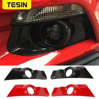 tesin abs car front bumper fog light decoration cover fog lamp trim sticker for ford mustang 2015 2016 2017 exterior accessories