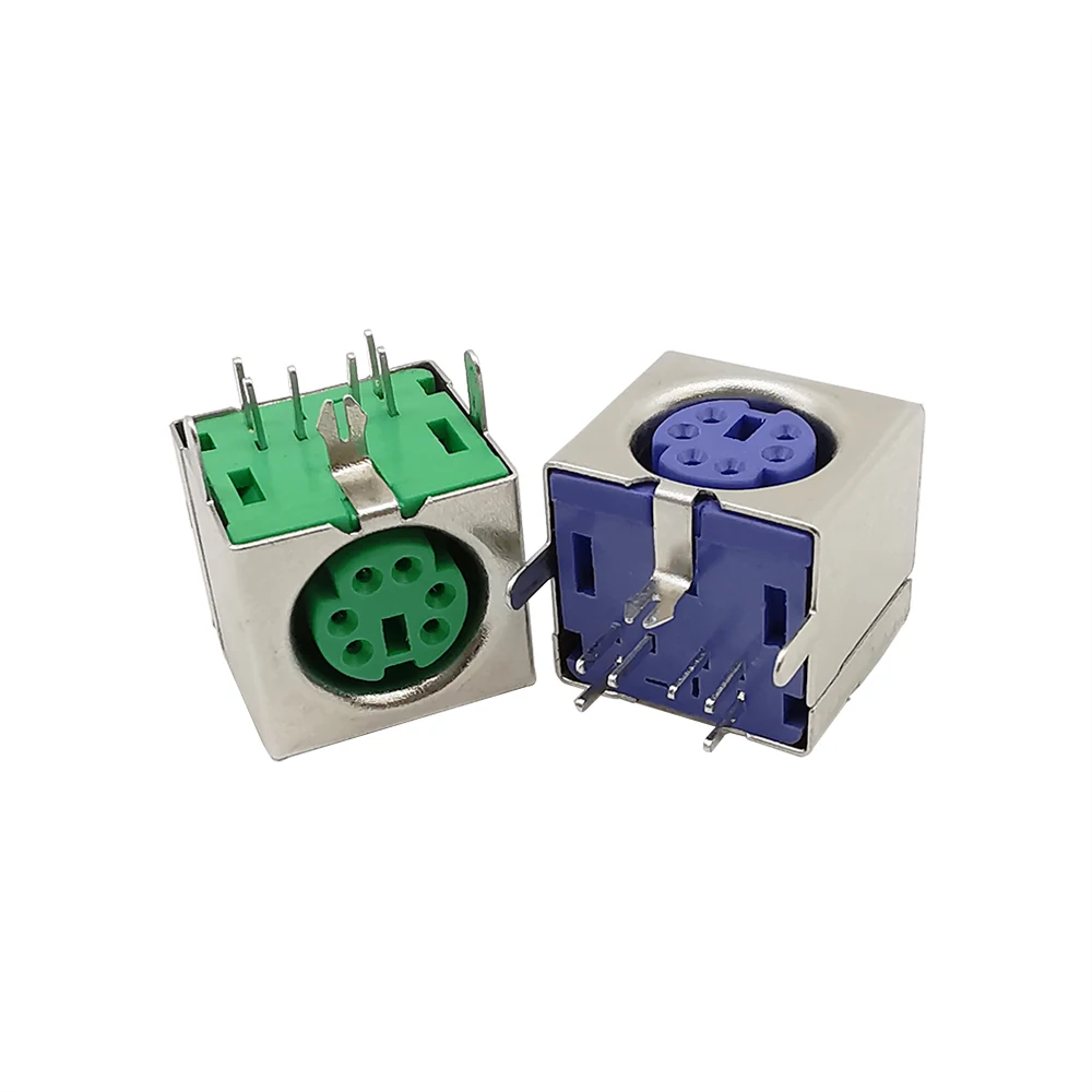 5Pcs PS2 Разъем для клавиатуры Женские разъемы 6 Pin PS-2 PCB Розетки Зеленый / Фиолетовый |