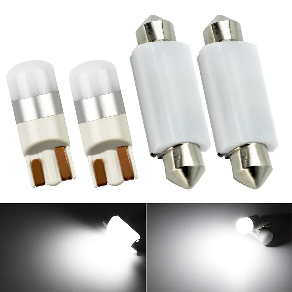 

4 Pcs Car LED Reading Lights Dome Lamps Interior Lighting Bulbs Festoon LED Lightbulbs T10 6000K 12V 3W Auto Accessories