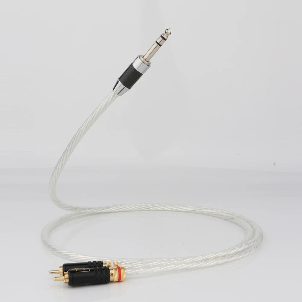 

Hi-End Odin Silver Plated 6.35mm Jack (1/4') 1/4inch TRS(male) to Dual(2) RCA Phono Splitter Audio Extension Cable HiFi