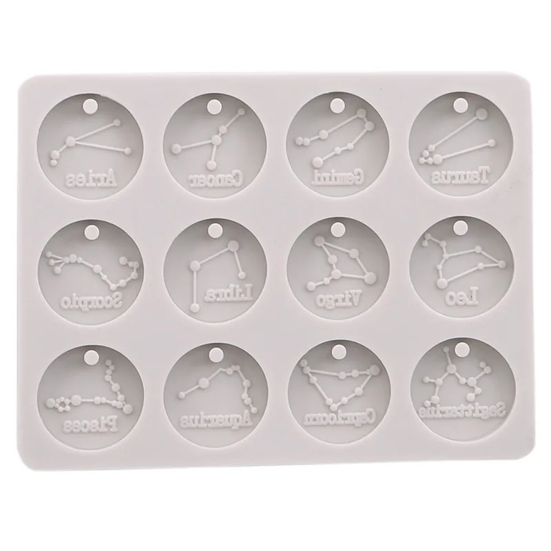 

Silicone Mold Alloy Accessories For Uv Resin Keychain Pendant Mould 12 Constellation High Quality Christmas Halloween Gifts