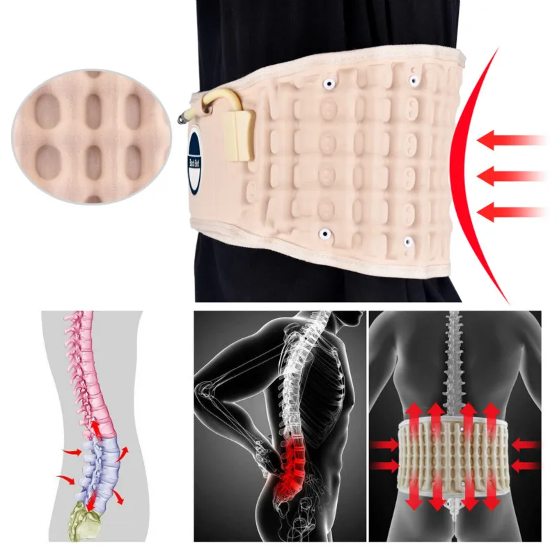 

Lower Lumbar Air Traction Waist Belt Brace Posture Correction Spinal Decompression Back Pain Relieve Support Extender