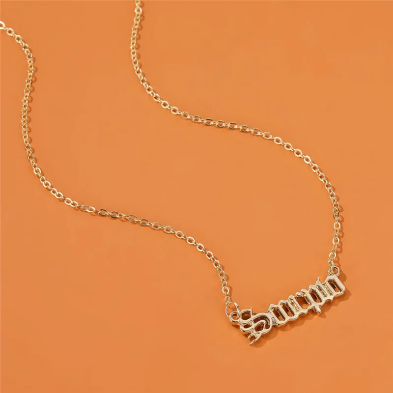 

Fashion Creativity European Necklace Jewelry Girls Twelve Constellation Alloy Zodiac English Letter Alphabet Necklaces For Women