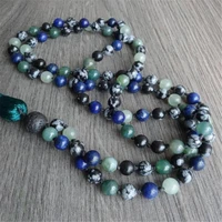 6mm alabaster lapis lazuli green jade gemstone 108 mala necklace wristband energy monk spirituality chainhealing fancy bless