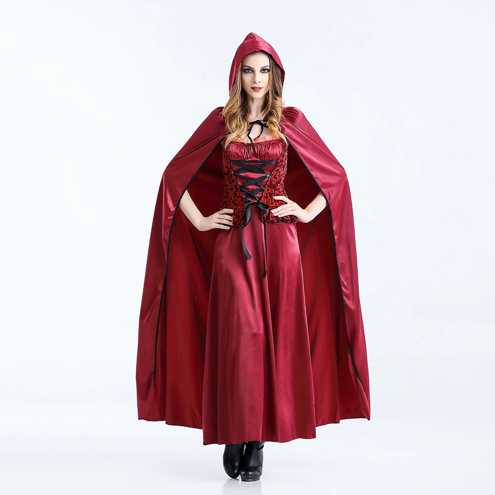 

Purim costume Little Red Riding Hood Costumes Adult Fantasia Small Red Cap Princess Cosplay Halloween Party Uniform
