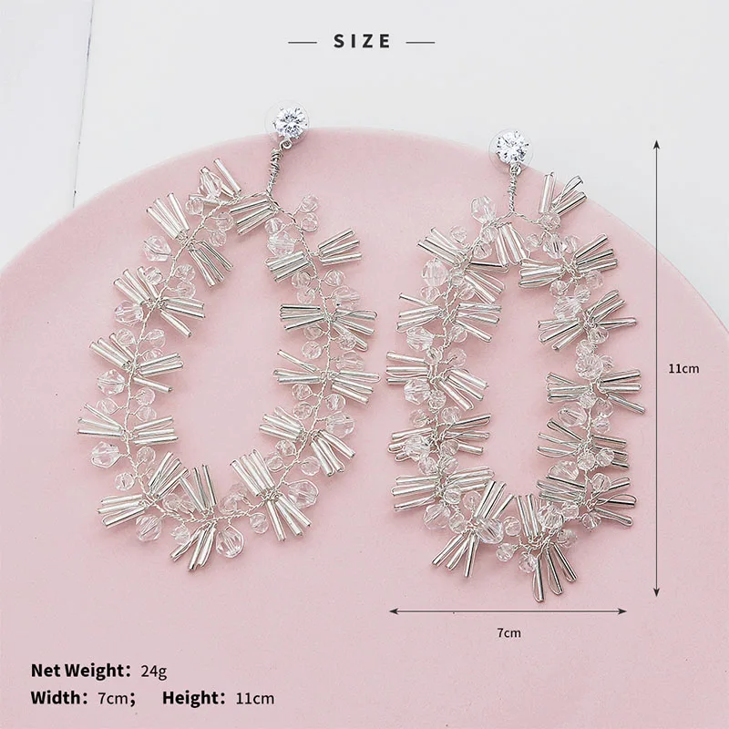 QYY Fashion Handmade Surround Big Earring Wedding Women Jewelry Accessories Austrian Crystal Bridal Eardrop for | Украшения и