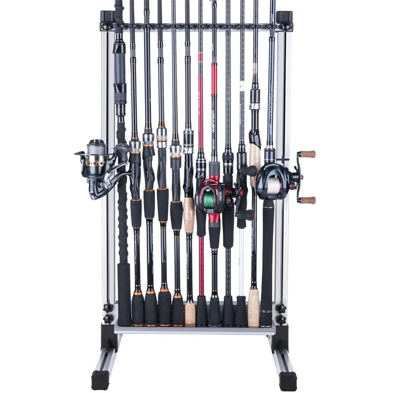 

Goture 24 Fishing Rod Holder Storage Rack, Fishing Pole Stand Garage Organizer Holds Any Type of Rod