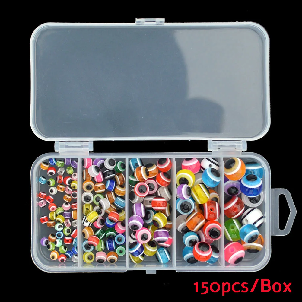 

Durable Fish Eye Beads Fly Fishing Beads 150pcs in one set 4mm to 10mm