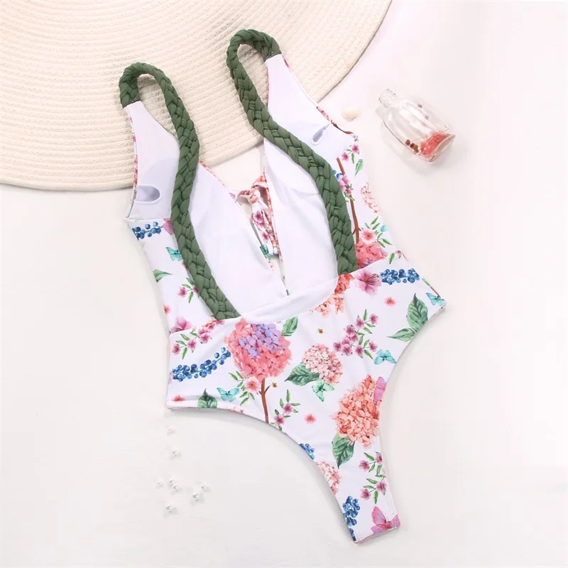 Слитный купальник Zrtak с рюшами женский пляжный сексуальный открытой спиной и пуш