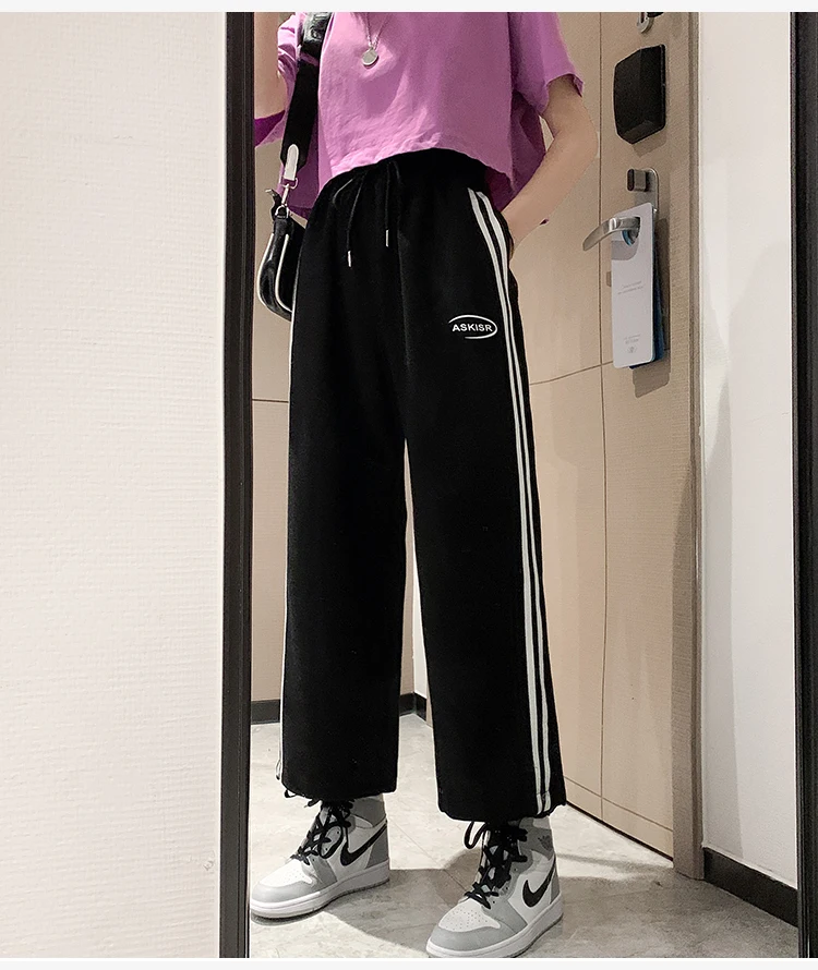 

Houthion Casual Stripe Women's Harem Pants Summer Clothes Movement Fashion Casual Cotton High New Loose Thin Section