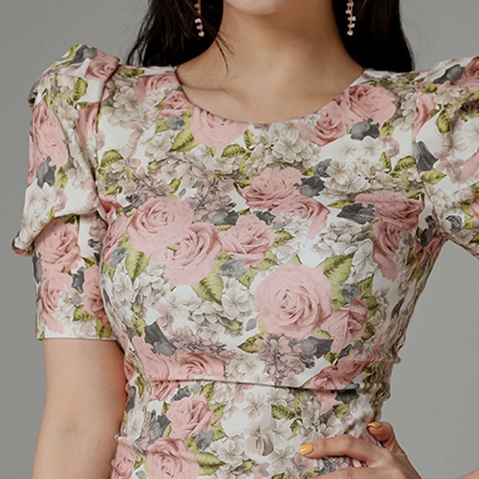 Элегантное офисное платье с цветочным принтом лето 2022 мини-платье в Корейском