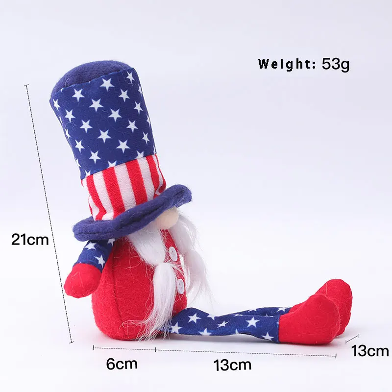 

Fourth Of July Top Hat Sitting Leggy Rudolph Patriot Doll Desktop Decor Sofa Ornament For Independence Day