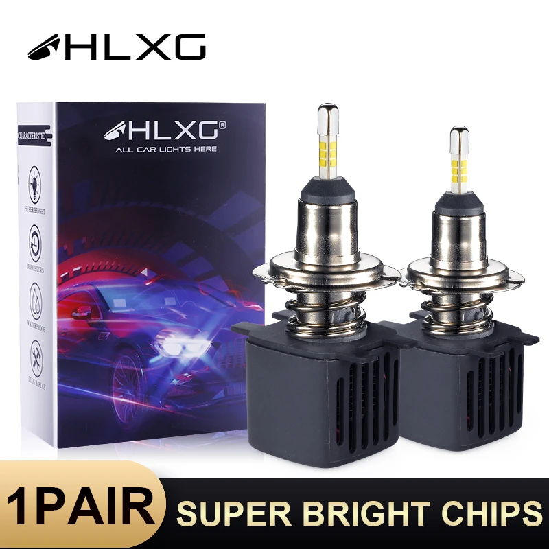 HLXG 2 шт 4 стороны лампочки H4 H7 светодиодный автомобильные комплект лед лампа 10000LM