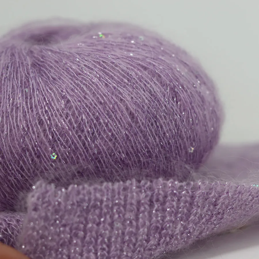 Мохеровая пряжа с блестками 25 г мягкая Золотая Серебряная нить блестящая тонкая