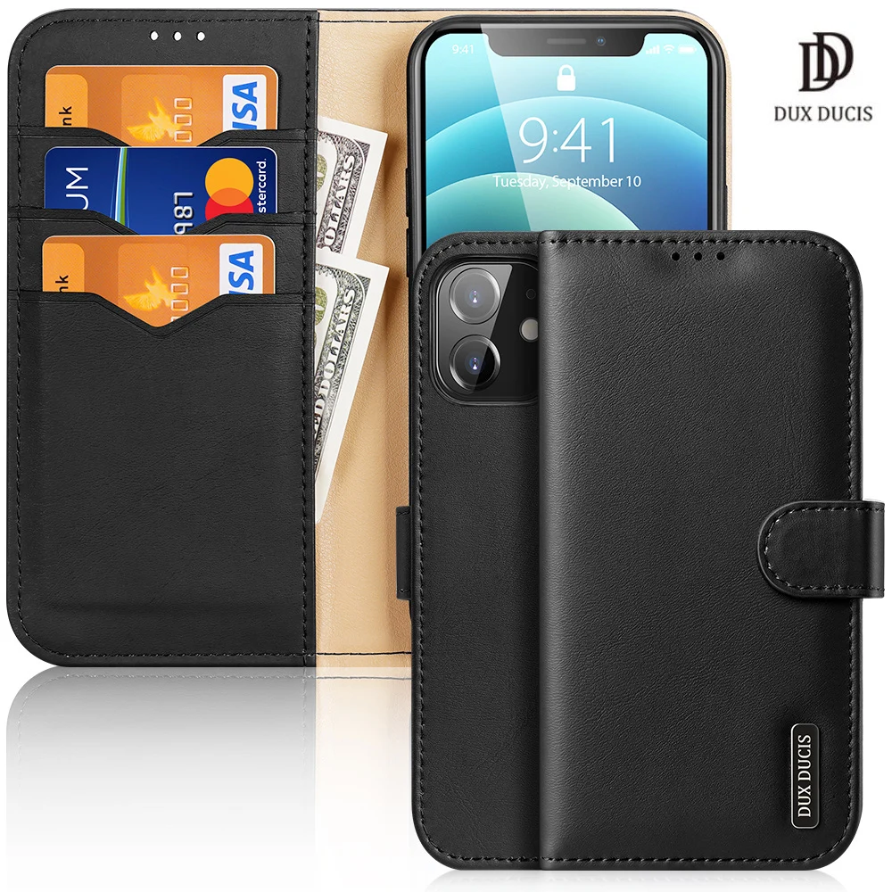 

Флип-чехол для iphone 12 6,1 дюйма серии DUX DUCIS Hivo, роскошный кожаный чехол-кошелек с полной защитой и устойчивой подставкой