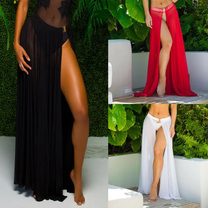 Купальники бикини купальный костюм прозрачные шифоновые пляжные юбки Для женщин