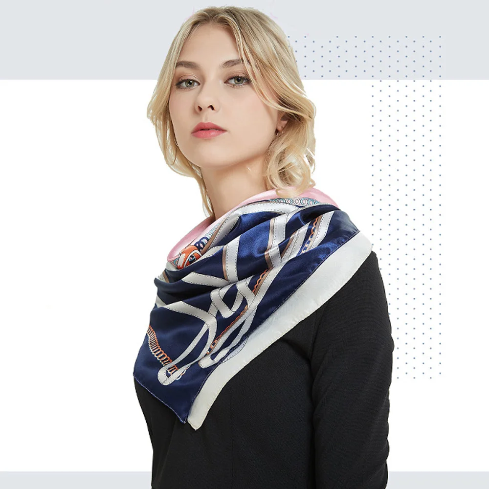 Квадратный шелковый шарф женские модные маленькие шарфы с принтом офисный