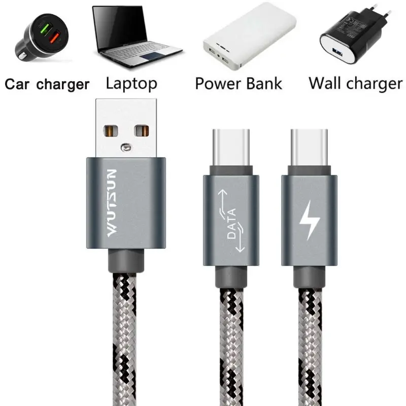 USB 2,0 type A Мужской Двойной usb type C сплиттер папа-папа Y Быстрая зарядка кабель для передачи данных провод для Samsung huawei HTC ZTE Android Mobile