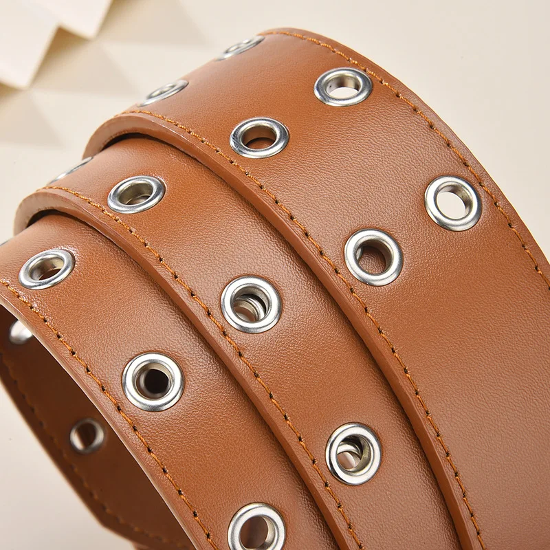 Ремень с металлической пряжкой Женский Модный Регулируемый черный кожаный пояс