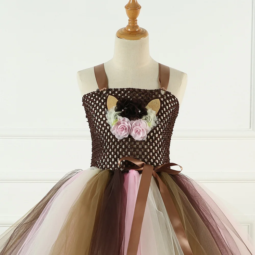 Платье-пачка для девочек с изображением коричневого оленя | Тематическая одежда