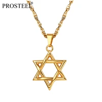 prosteel star of david pendant classic blackgold colors six pointed star necklace men women jewish jewelry psp3252
