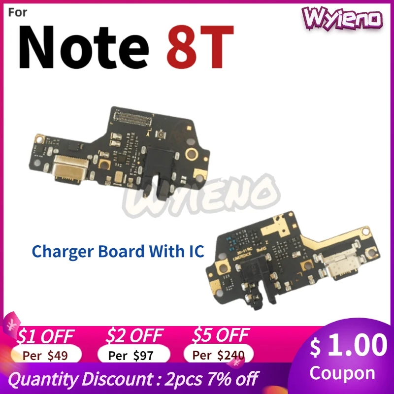 

Wyieno For Xiaomi Redmi Note 8T Type C USB Dock Charging Port Charger Flex Cable Microphone Board + tracking