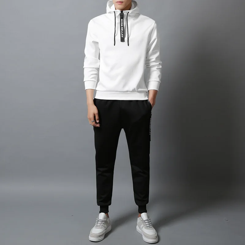 Осенний свитер Модный корейский однотонный Повседневный тонкий с капюшоном и