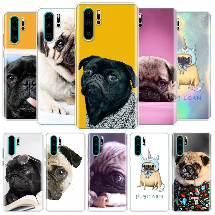 Чехол для телефона Cute Pug Dog для Huawei P20 P30 P40 P50 P10 Mate 10 20 30 40 Lite Pro Art Gift Fundas Coque Shell Capa Luxury on.
