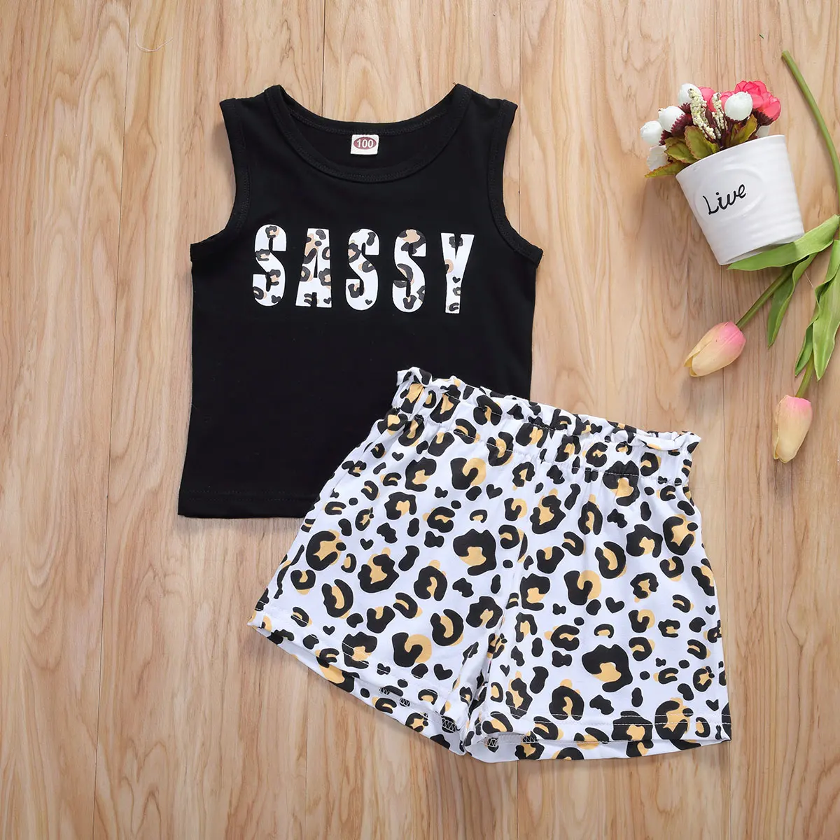 

Gril Clothes 2020 Summer Newborn Baby Girls Vest Letter Tops+Leopard Shorts Pants 2PCS Outfit Clothes 1-4Y