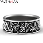 Мужское кольцо YWSHMAN в стиле викингов, Скандинавская мифология, гигантский волк, мужское кольцо для защиты, тотем, волк, модное кольцо в стиле хип-хоп, рок, унисекс, подарочное кольцо на палец в стиле панк