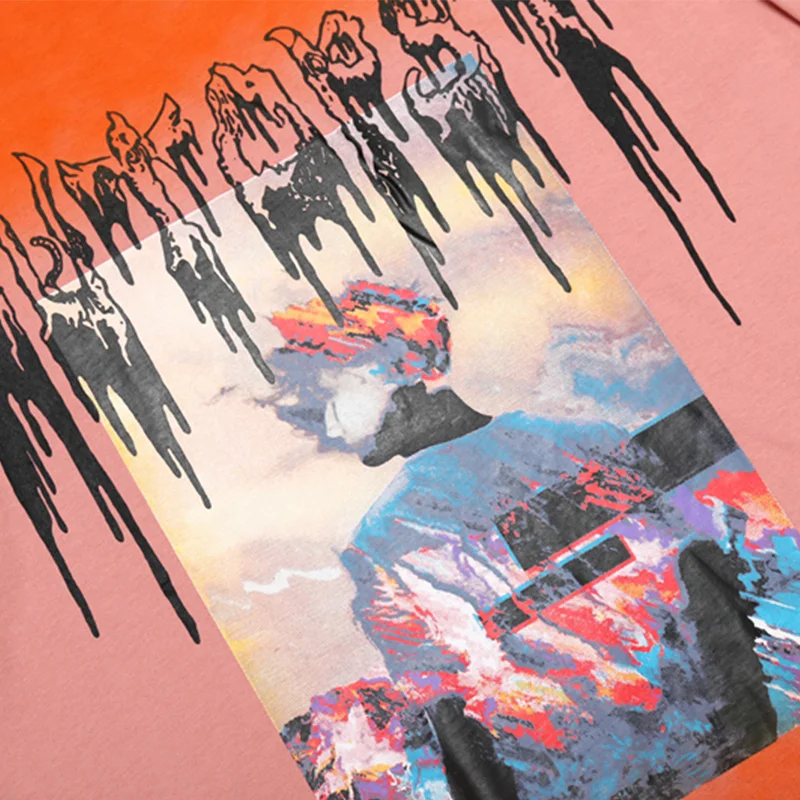 

Aolamegs T-shirt Men Watercolor Statue Mountain Graffiti Streetwear Cotton Oversized Hip Hop Hipster High Street Tee Tops Summer