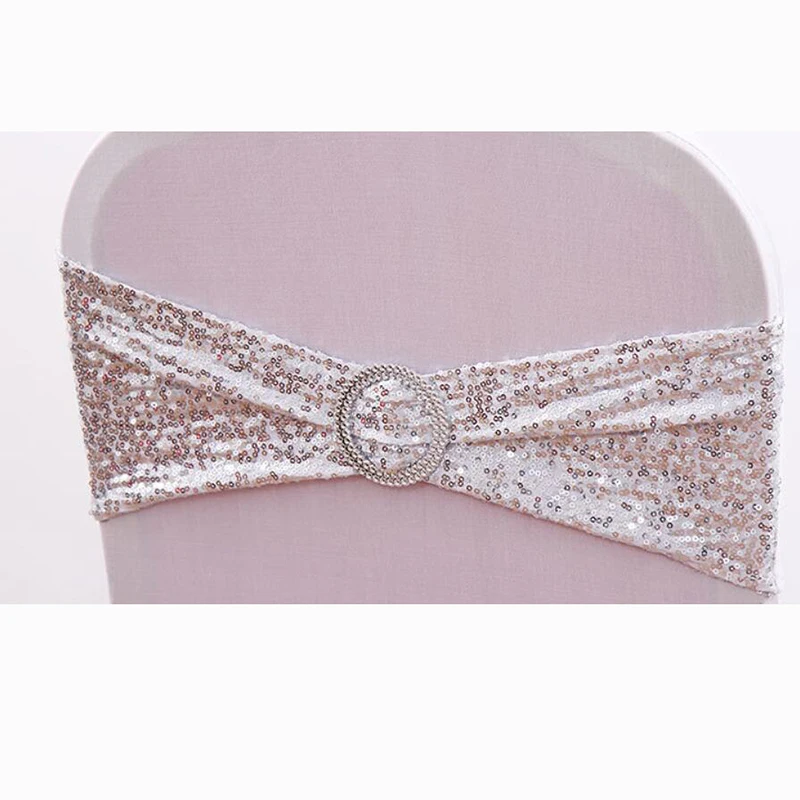 Slivery With Buckle 25 шт./лот Блестящий Пояс для стула Чехол для стула для свадебной вечеринки пояс для галстука-бабочки Декор Банкетный стул для отеля пояс лента - Цвет: Slivery With Buckle