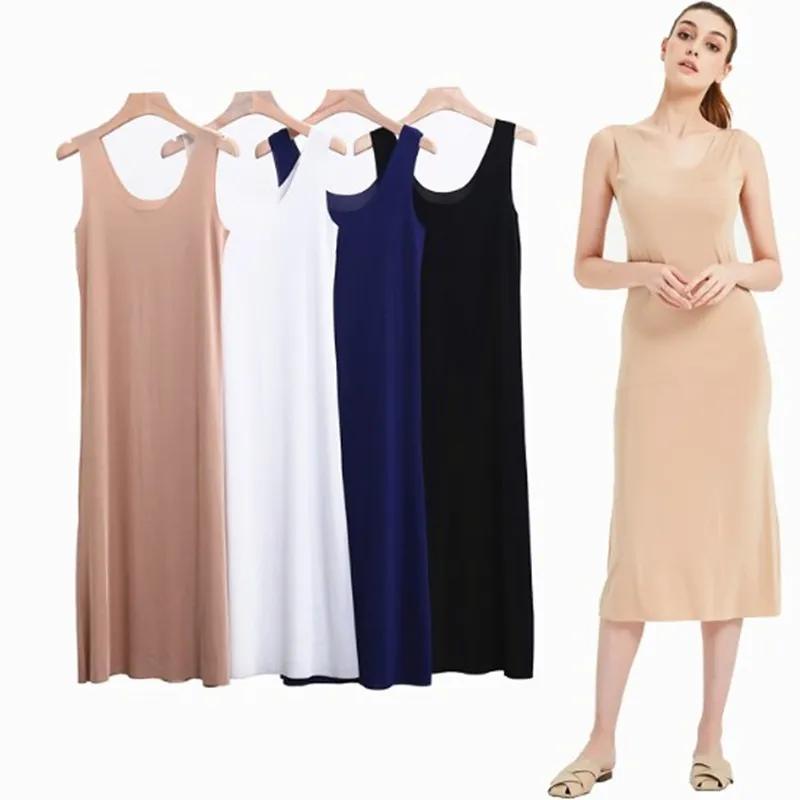 

M-5XL Plus size nightgowns women sexy sleep ice silk nightdress slim seamless vest long dress female nightshirt bottoming shirt