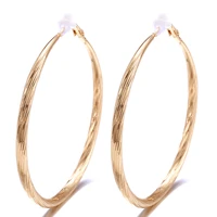 hot new statement large hoop clip on earrings for women non pierced gold color round earring luxury jewelry for wedding gift