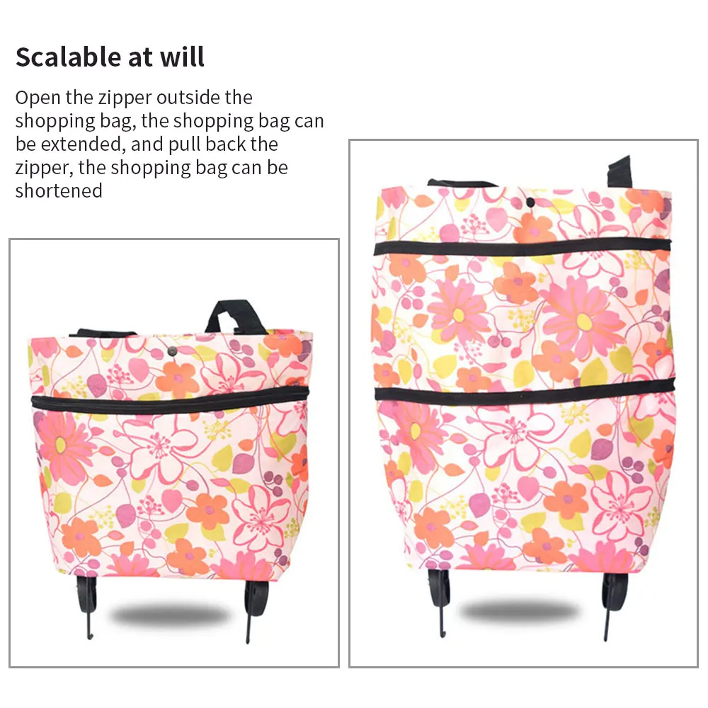 Ecofriendly Trolley Bag Portable Multi-Function Oxford Folable Tote Shopping Reusable Grocery Bags with Wheels | Дом и сад