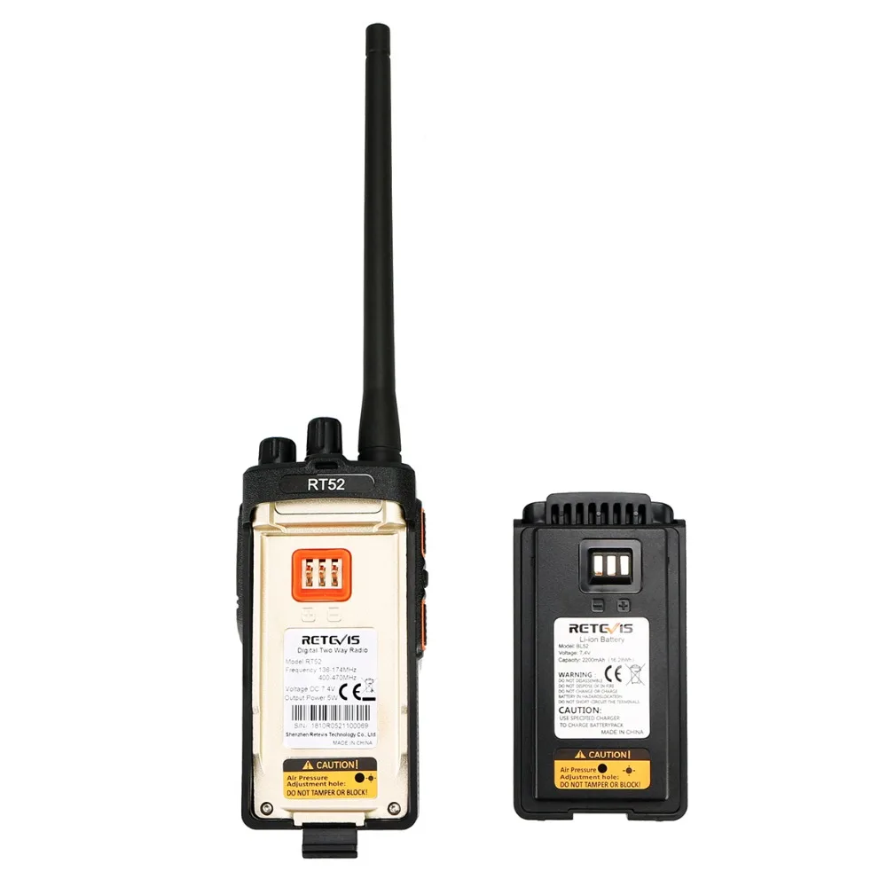2 шт. Retevis RT52 Цифровой Dual Band gps DMR радио портативная рация VHF UHF Dual PTT до 4000 Каналы радиолюбителей КВ трансивер