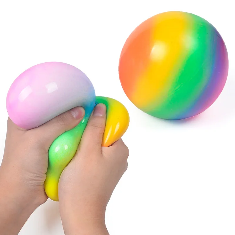 1PCs 7cm Stress Balls Rainbow Colorful Soft Foam Squeeze Squishy Toys for Kids Children Adults Relief Funny | Игрушки и хобби