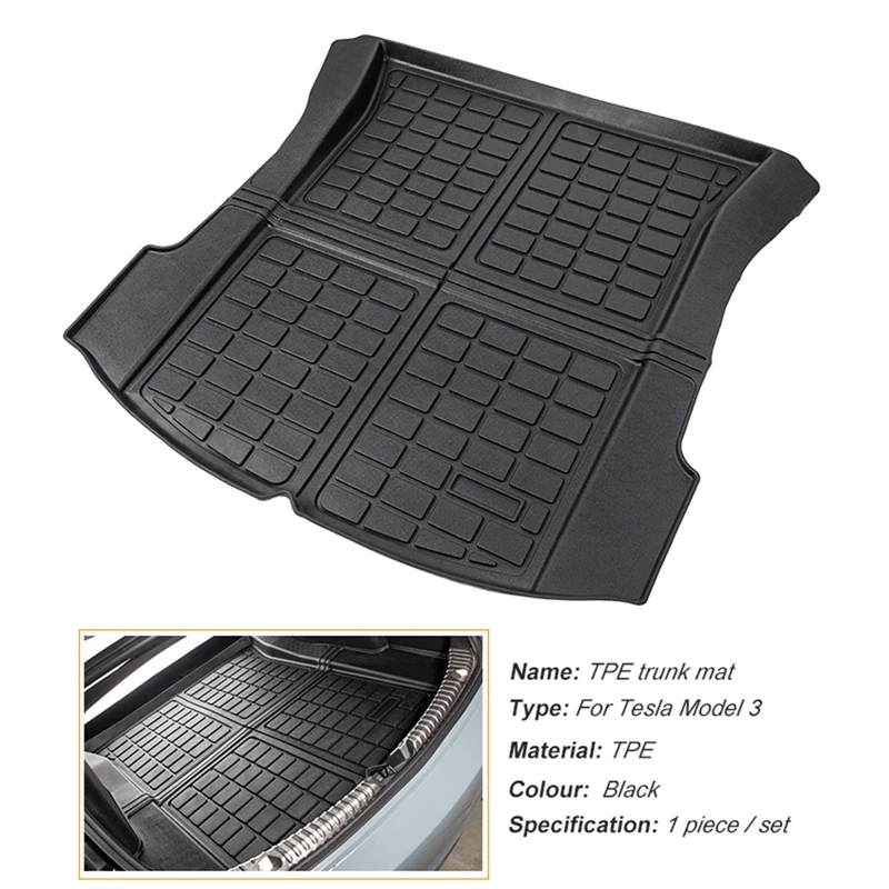 

Для Tesla Model 3 автомобильный коврик для хранения в заднем багажнике Грузовой лоток автомобильные напольные водонепроницаемые прокладки авто...