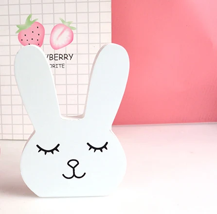 white bunny Украшение для детской комнаты в скандинавском стиле, деревянная фигурка лошади, украшение детской комнаты в скандинавском стиле для детской комнаты - Цвет: white bunny