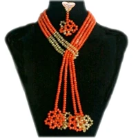 dudo jewelry african beads jewelry set for women wedding orange and gold nigeria necklace women set free shipping 2018 newest