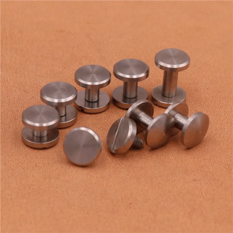 

500PCS Flat Style 10*4*5mm Wallet Bag Belt Screw Stainless Steel Rivet DIY Chicago Handmade Garment Leather Craft Hardware Part