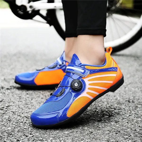 1118BlueBikeShoes Кружевное боа система велосипедная обувь для мужчин легкие велосипедные Кроссовки Женская обувь для горного велосипеда дышащая Спортивная обувь - Цвет: 1118BlueBikeShoes