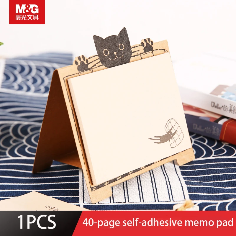 M&G YS-325 40-Page Self-Adhesive Memo Pad Cute Cat Style DIY Notes Bookmark School Office Stationery Kawaii Notepad Diary