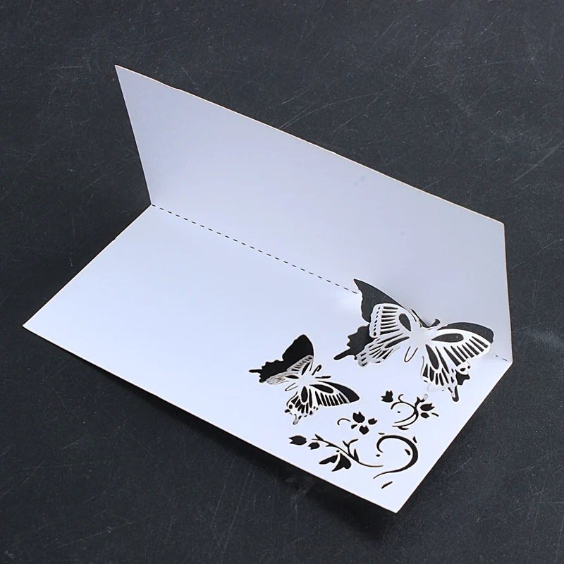 

60x Butterfly Flower Place Table Numbers Guest Seating Name Cards for Wedding Party Decoration (White)