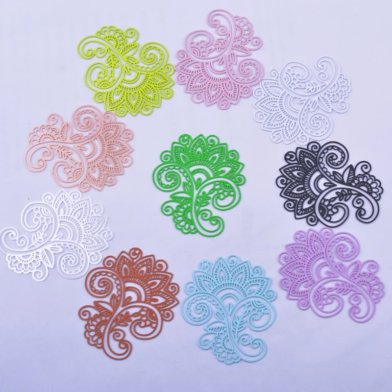 30pcs AB6582 33*40mm Filigree Fluorescence color Flower Charms Metal Brass Thin Pendant Earring Findings