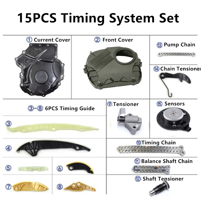 15 шт./компл. направляющая натяжителя цепи синхронизации датчиков для Audi A4 A6 VW Jetta