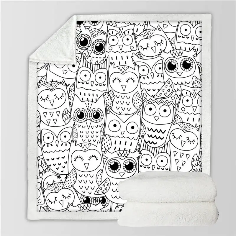 Owl 008 BeddingOutlet пушистое одеяло с совами, красочное пушистое одеяло с птицами, шерпа, акварельные постельные принадлежности, Галактическое одеяло s для кроватей 150x200 см - Цвет: Owl 008