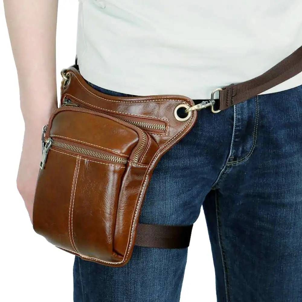 Винтажная кожаная поясная сумка для мужчин и женщин на пояс универсальная