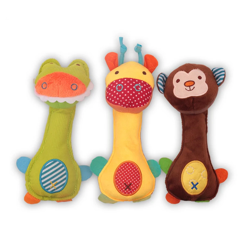 

Baby Animal Hand Bells Plush Baby Toy monkey&crocodile&donkey dolls High Quality Newbron Gift